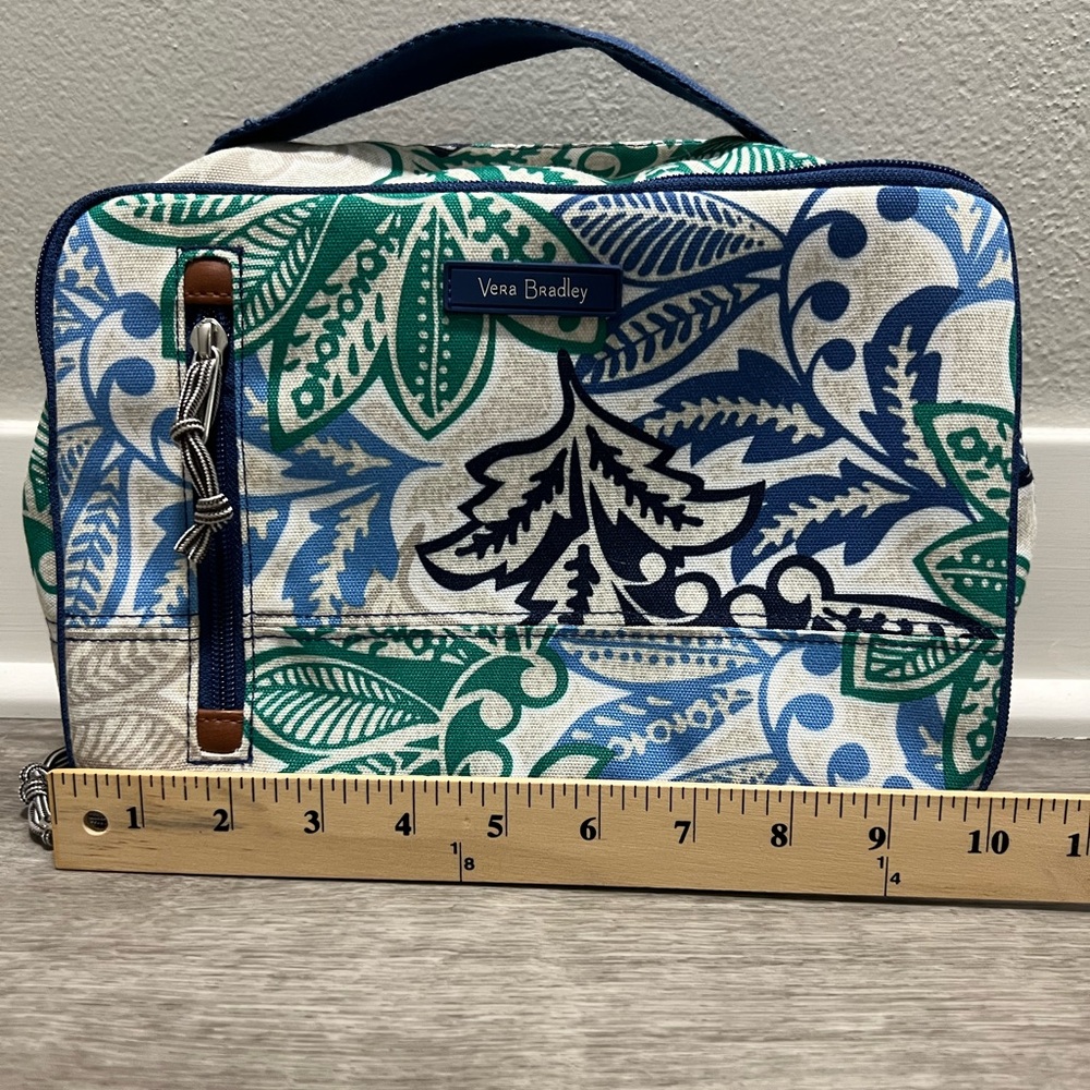 Vera Bradley Green and Blue Leaf Pattern Cosmetic/Organizer Bag - Picture 2 of 7